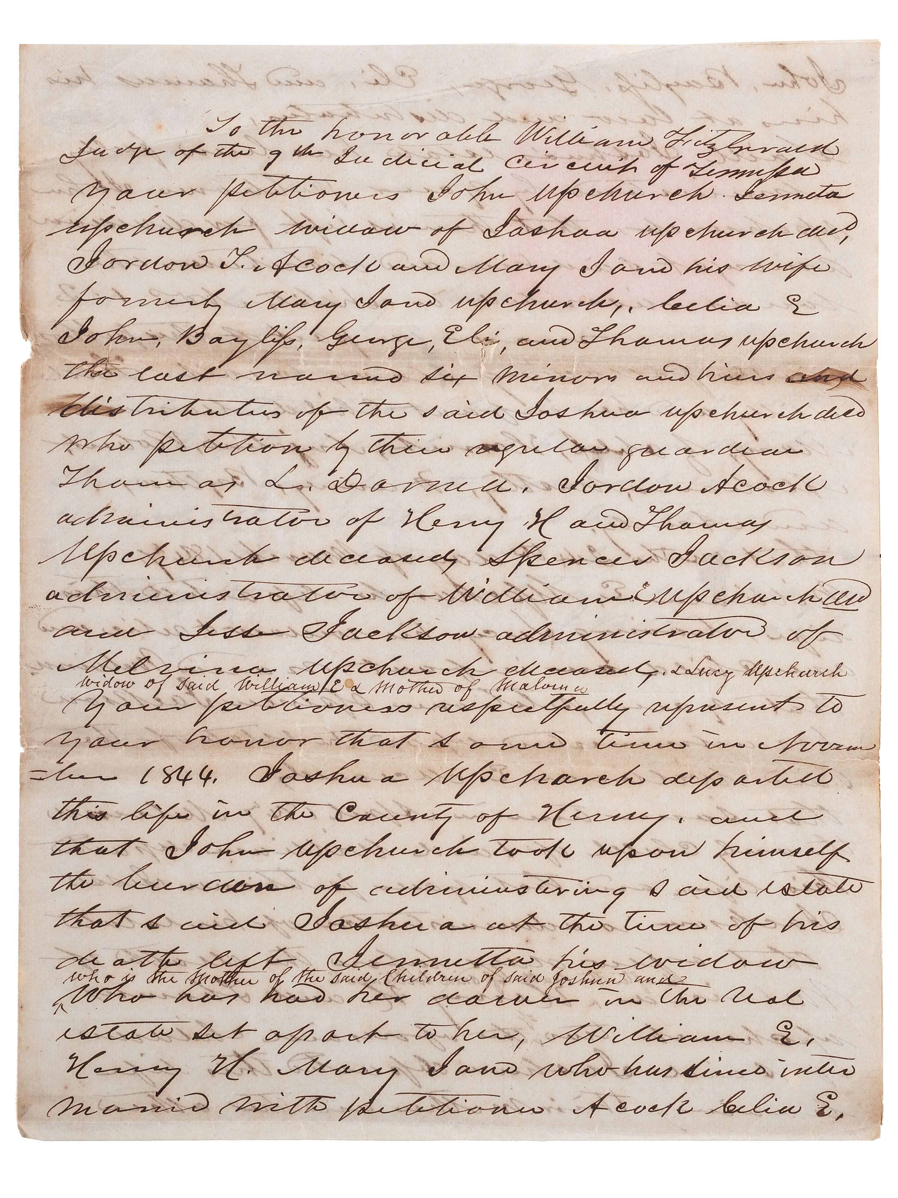 [SLAVERY & ABOLITION]. A group of 4 documents related to the enslavement of individuals in Tennessee, comprising: