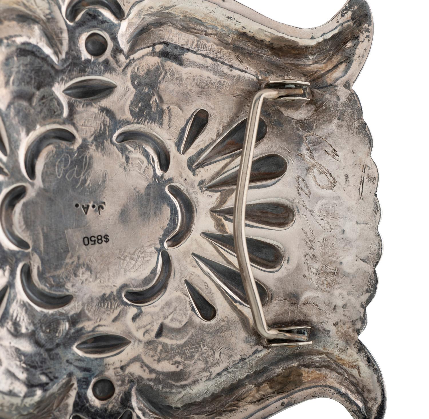 Large Silver and Turquoise Belt Buckle