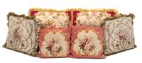 Three Pairs of Aubusson Style Pillows Largest, 22 x 21 inches. — 19TH/20TH CENTURY