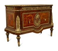 A Louis XVI Style Marquetry Silvered Metal Mounted Commode — 20TH CENTURY