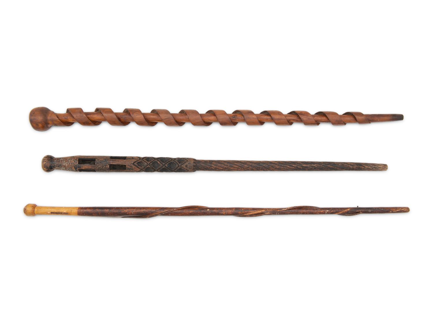 Three Carved Folk Art Canes