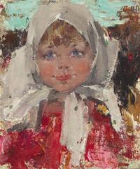 Nicolai Fechin (Russian, 1881-1955) — Girl with White Headscarf , c. late 1920s