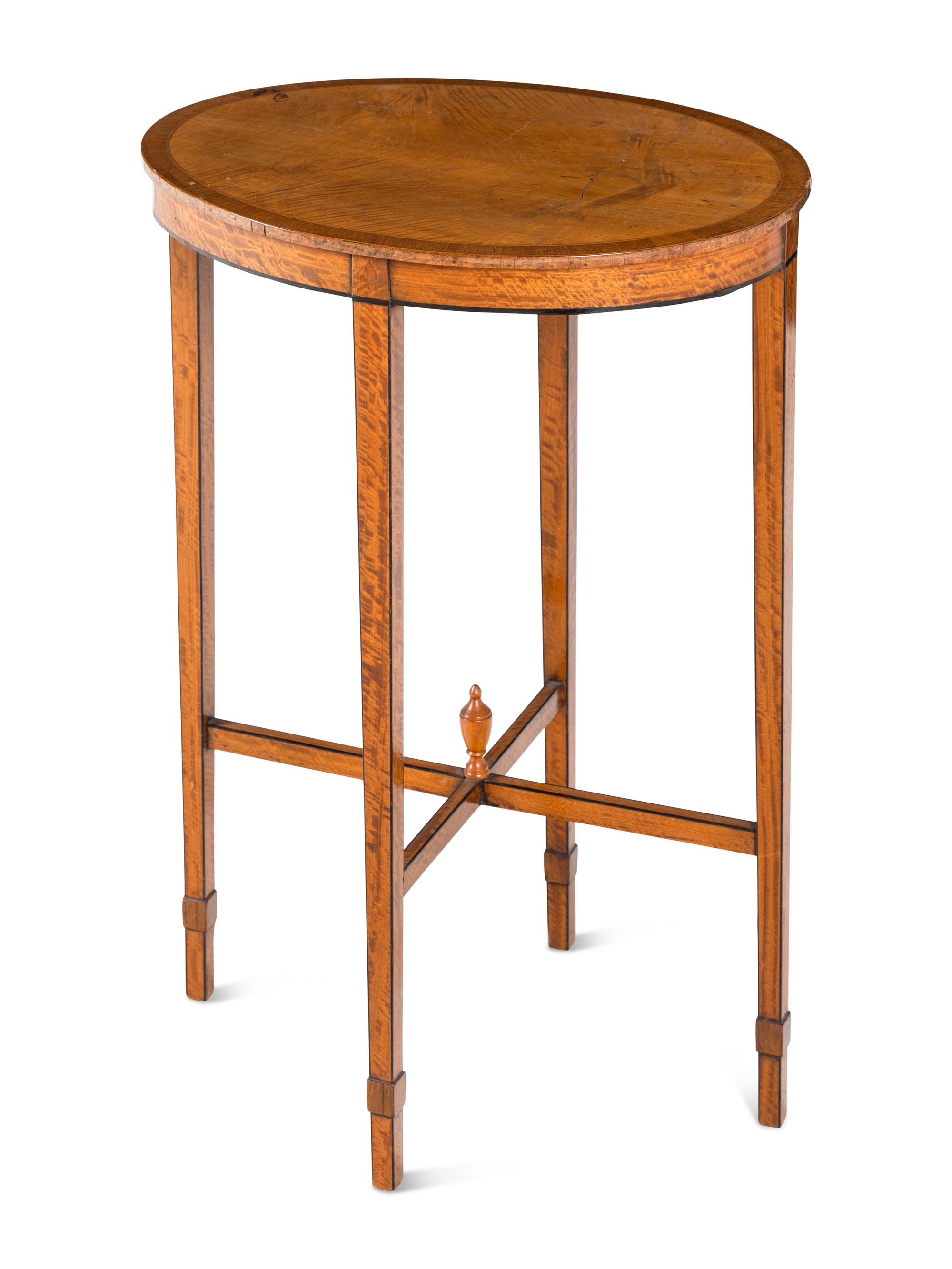A George III Ebony-Inlaid Satinwood Side Table