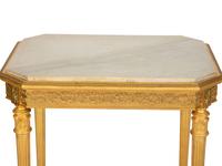 A Louis XVI Style Giltwood Marble Top Side Table