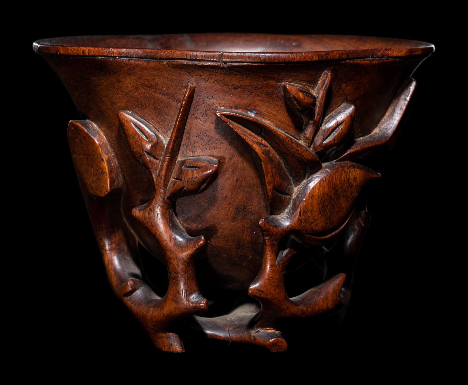 A Carved Huanghuali 'Peaches' Libation Cup