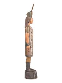 A Folk Art Carved and Painted Pine Native American Cigar Store Figure