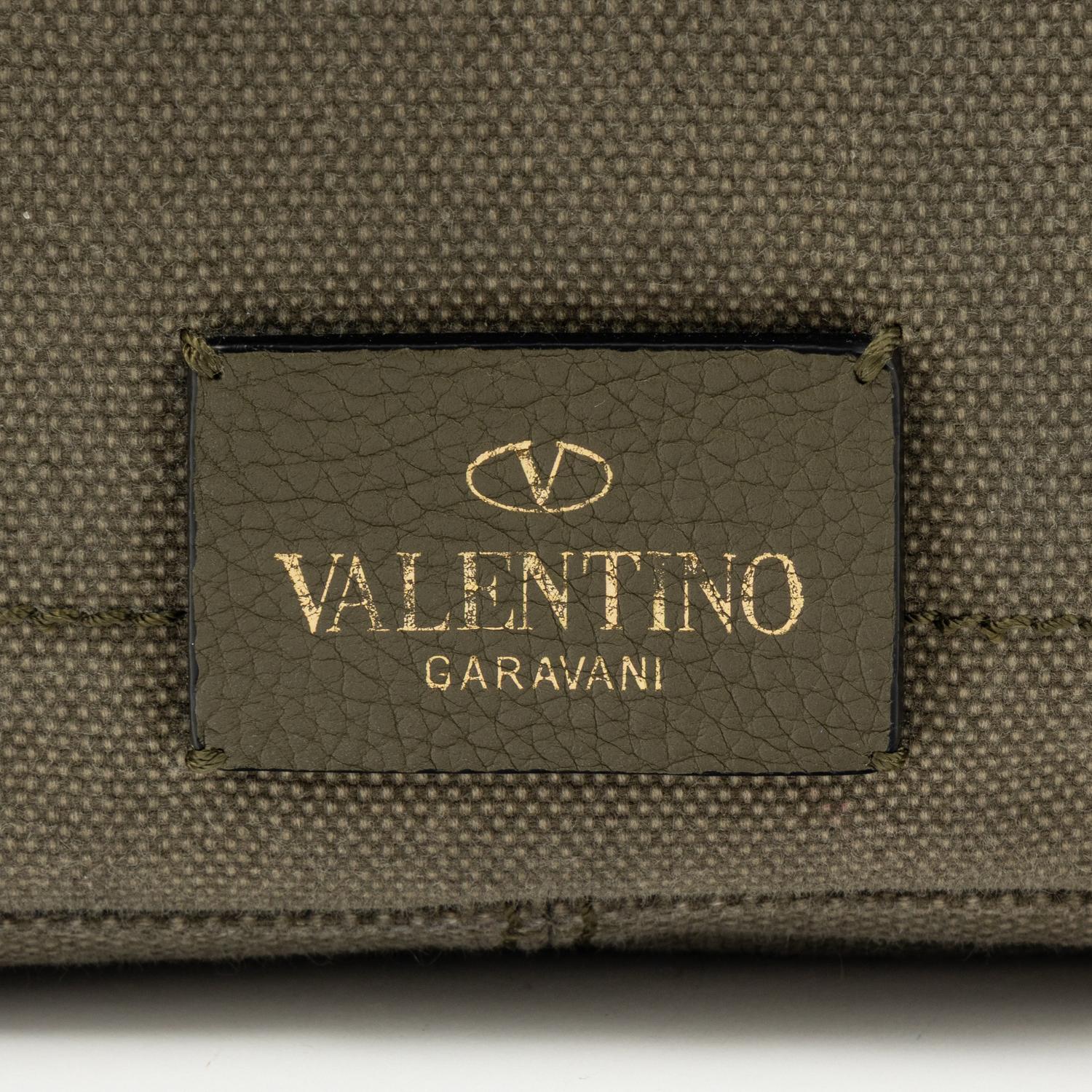 VALENTINO, ROCKSTUD BUTTERFLY CANVAS MESSENGER BAG