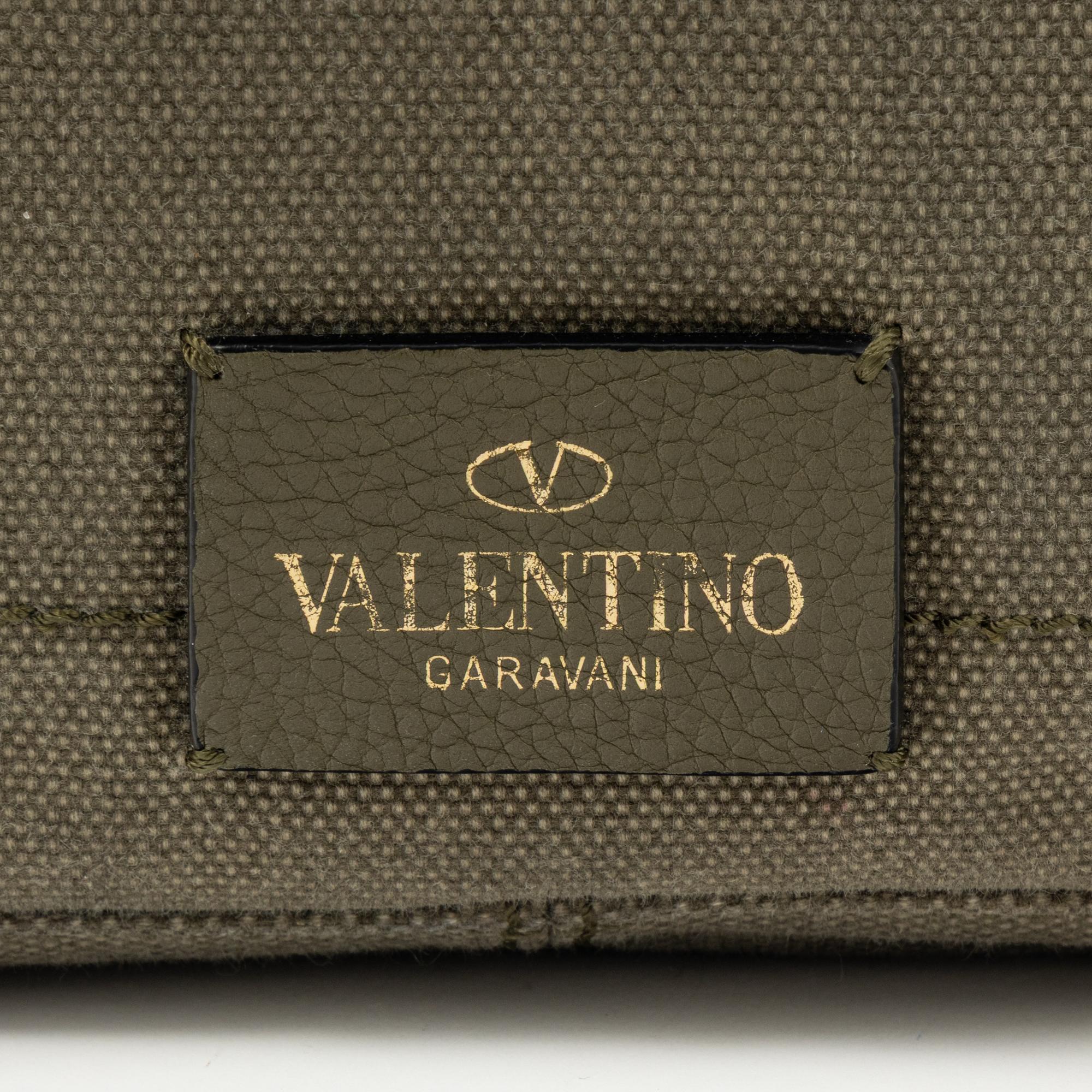 VALENTINO, ROCKSTUD BUTTERFLY CANVAS MESSENGER BAG