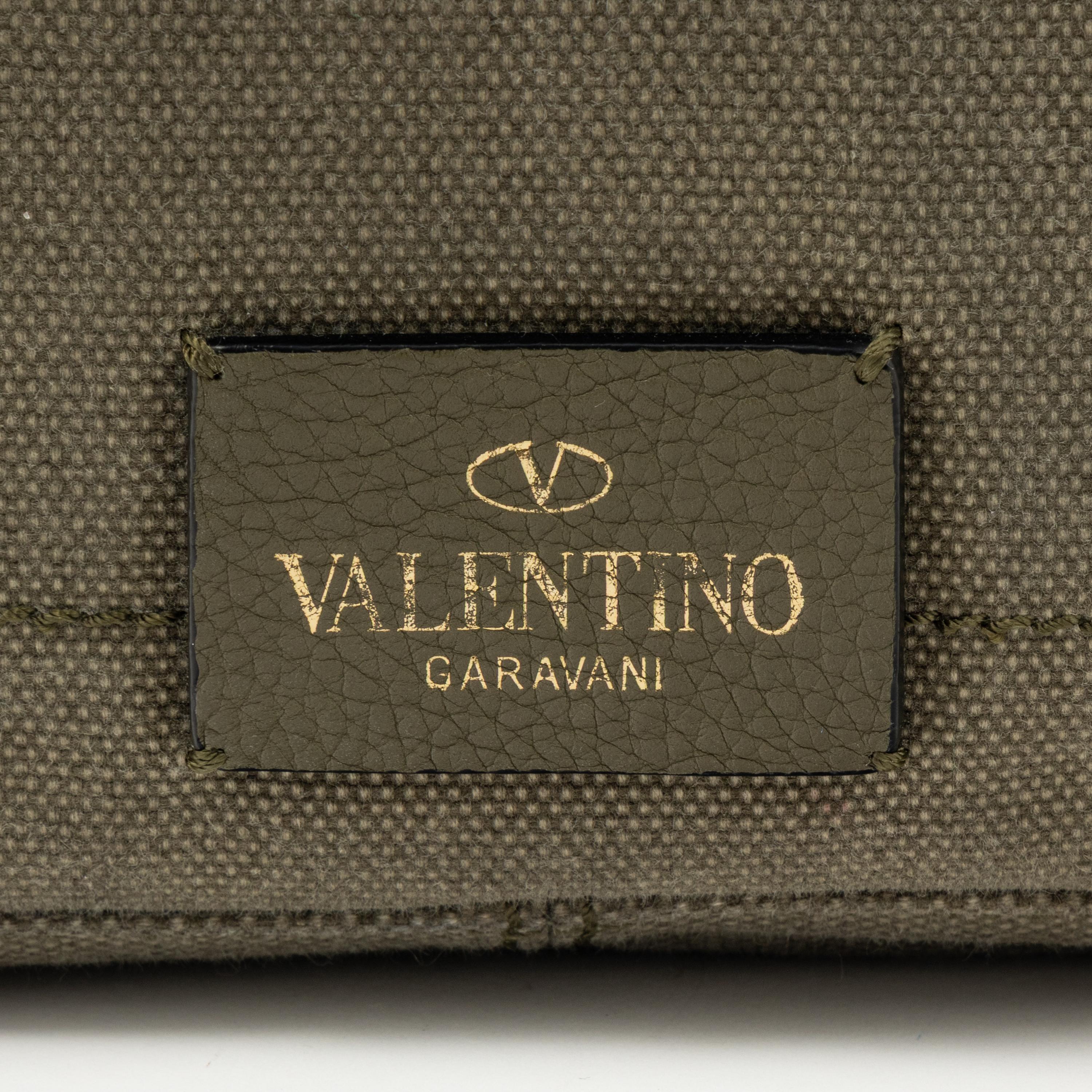 VALENTINO, ROCKSTUD BUTTERFLY CANVAS MESSENGER BAG