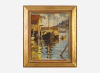 Anthony Thieme (American, 1888-1954) - Afternoon Glow (New England Harbor)