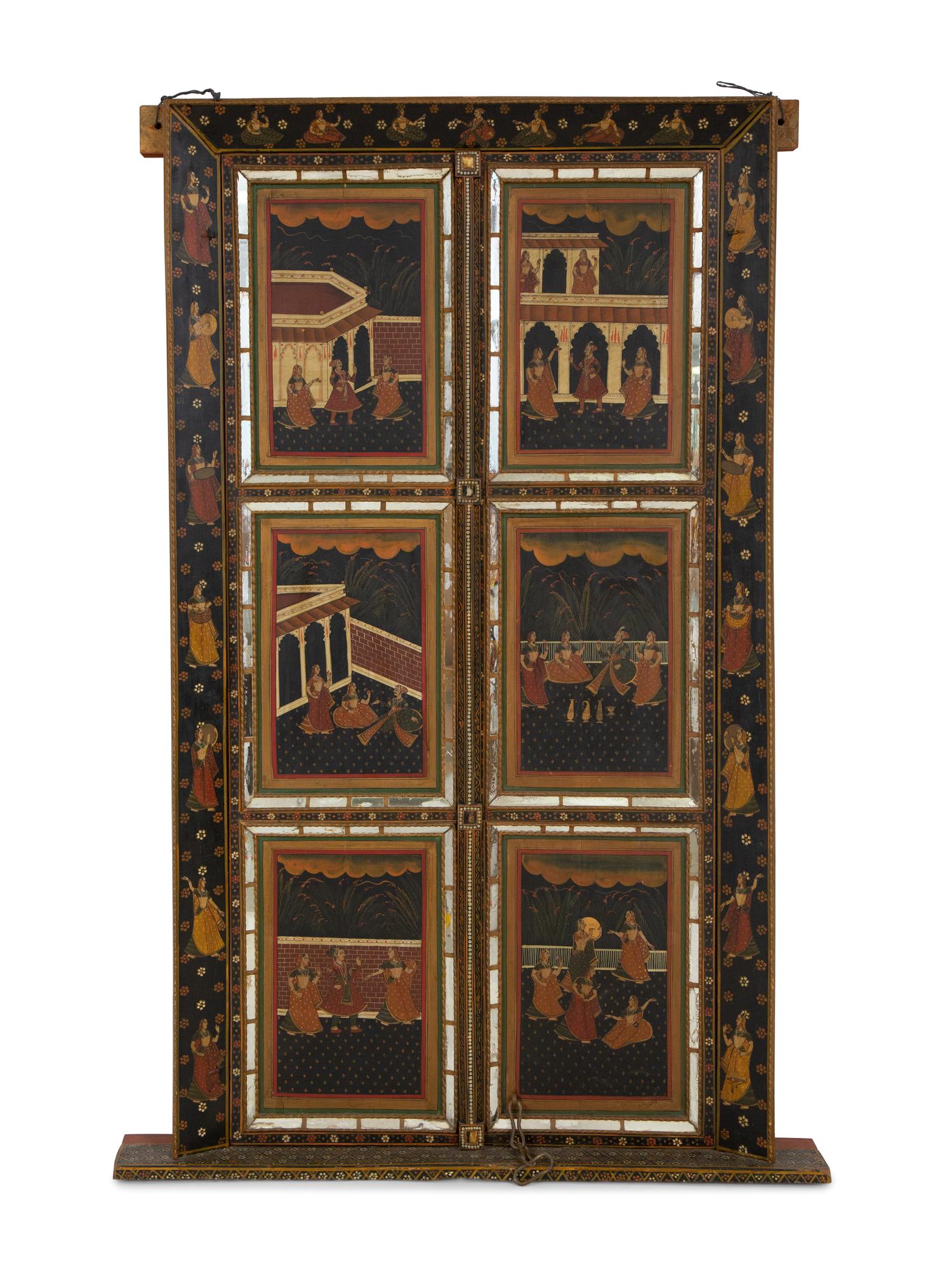 A Mughal Style Six-Panel Painting
