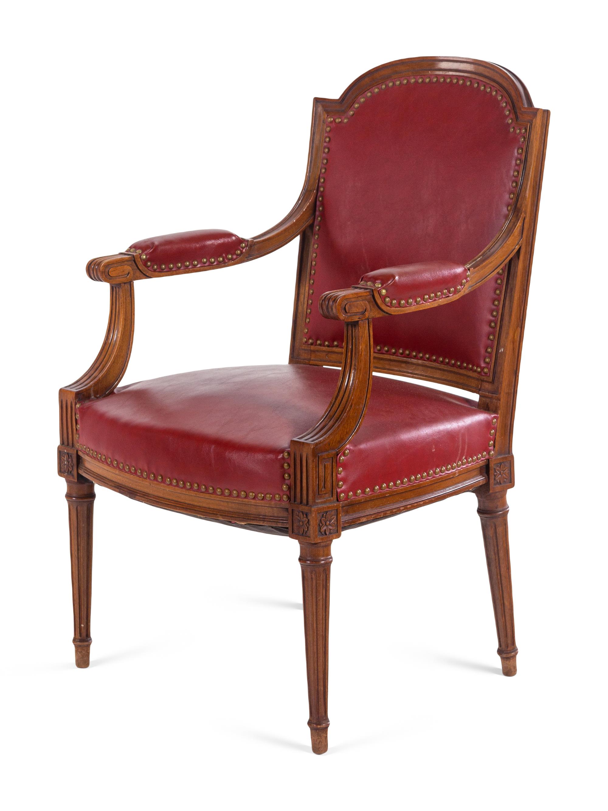 A Louis XVI Style Walnut Fauteuil