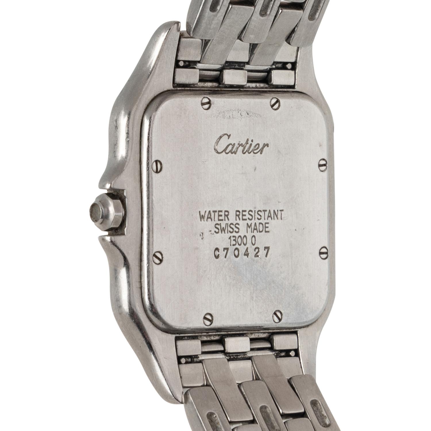 CARTIER, REF. 1300 STAINLESS STEEL 'PANTHÈRE' WATCH, BOX & PAPERS