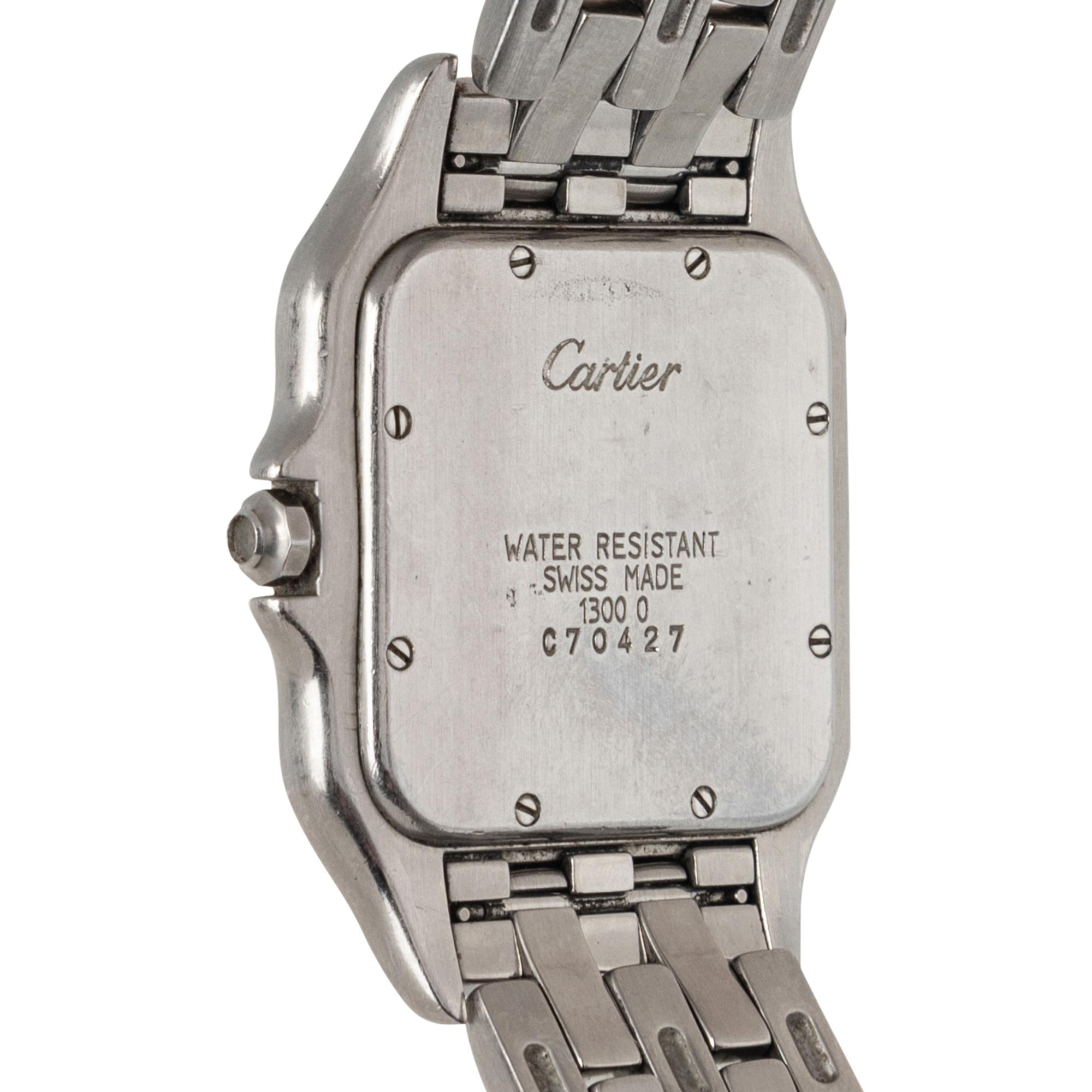 CARTIER, REF. 1300 STAINLESS STEEL 'PANTHÈRE' WATCH, BOX & PAPERS