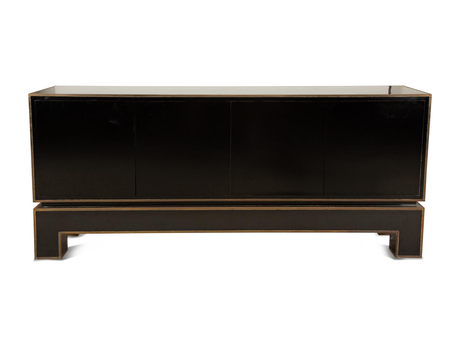 A Black Formica and Brass Sideboard in the Manner of James Mont — Last-Quarter, 20th Century
