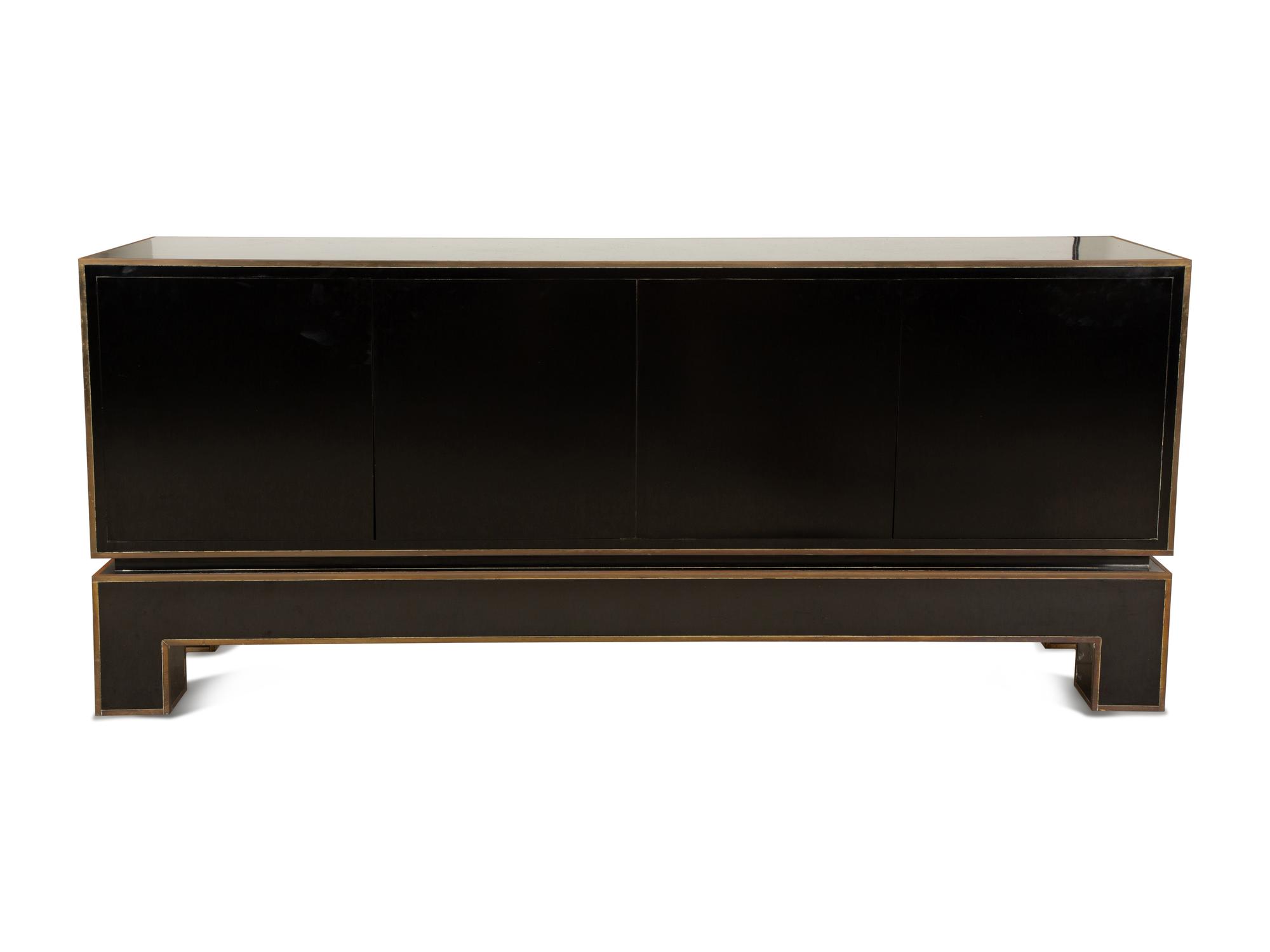 A Black Formica and Brass Sideboard in the Manner of James Mont — Last-Quarter, 20th Century