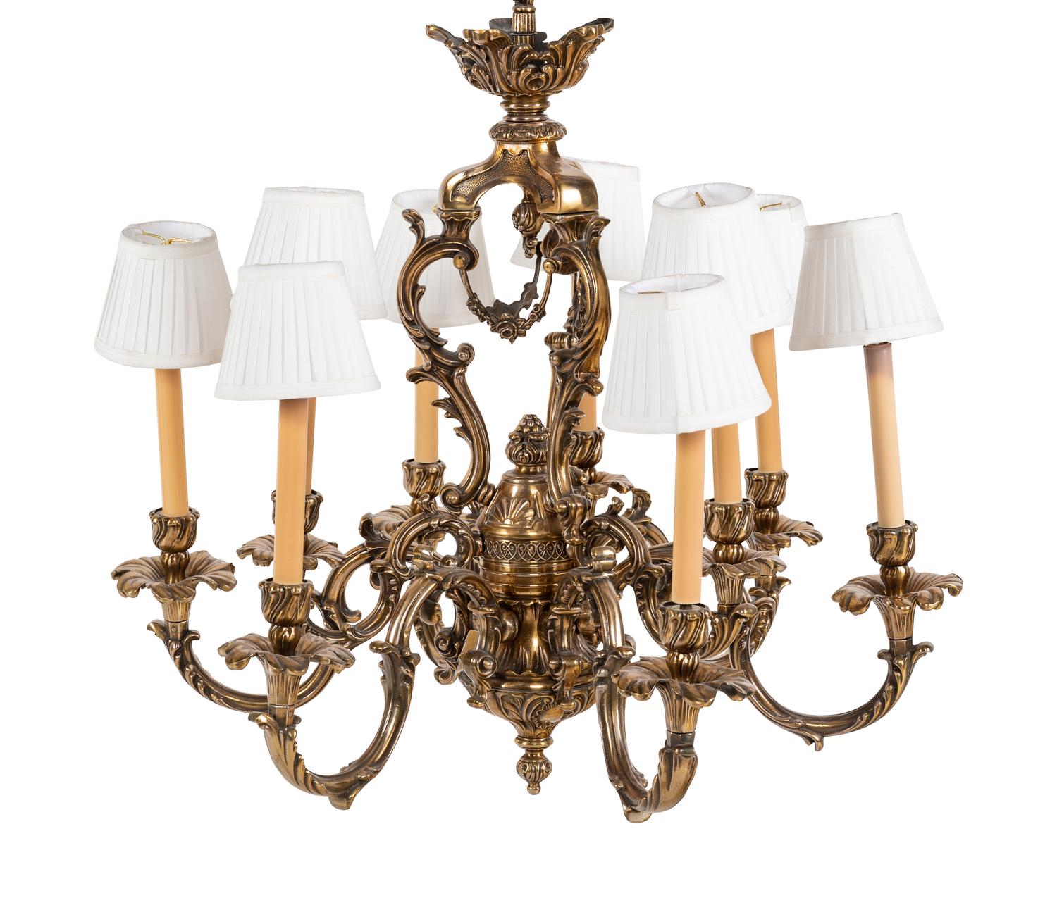 A Louis XV Style Gilt Metal Nine-Light Chandelier