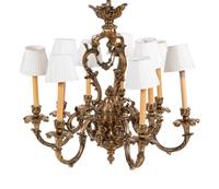 A Louis XV Style Gilt Metal Nine-Light Chandelier