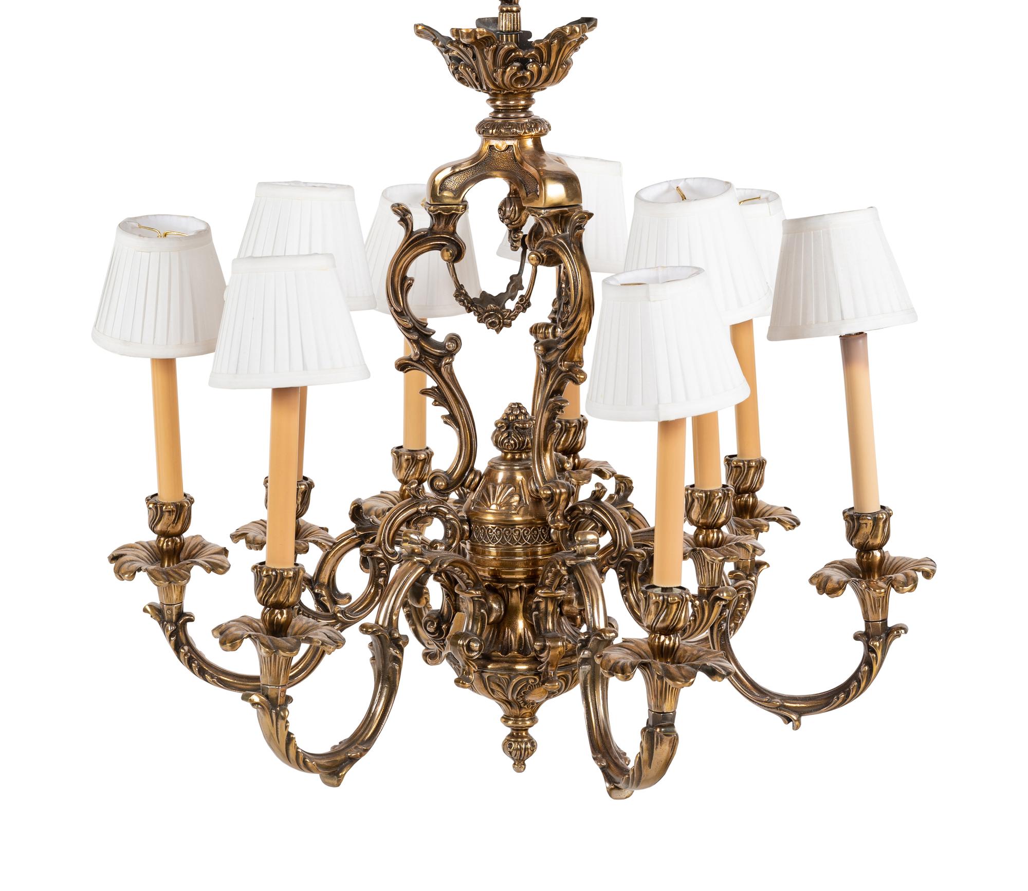 A Louis XV Style Gilt Metal Nine-Light Chandelier
