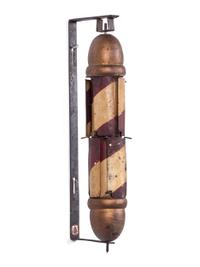 A Painted Tin and Wood 'Whirligig' Barber Pole
