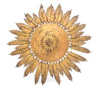 A Cut Gilt Metal Sunflower-form Wall Sconce Diameter 21 inches. — 20TH CENTURY
