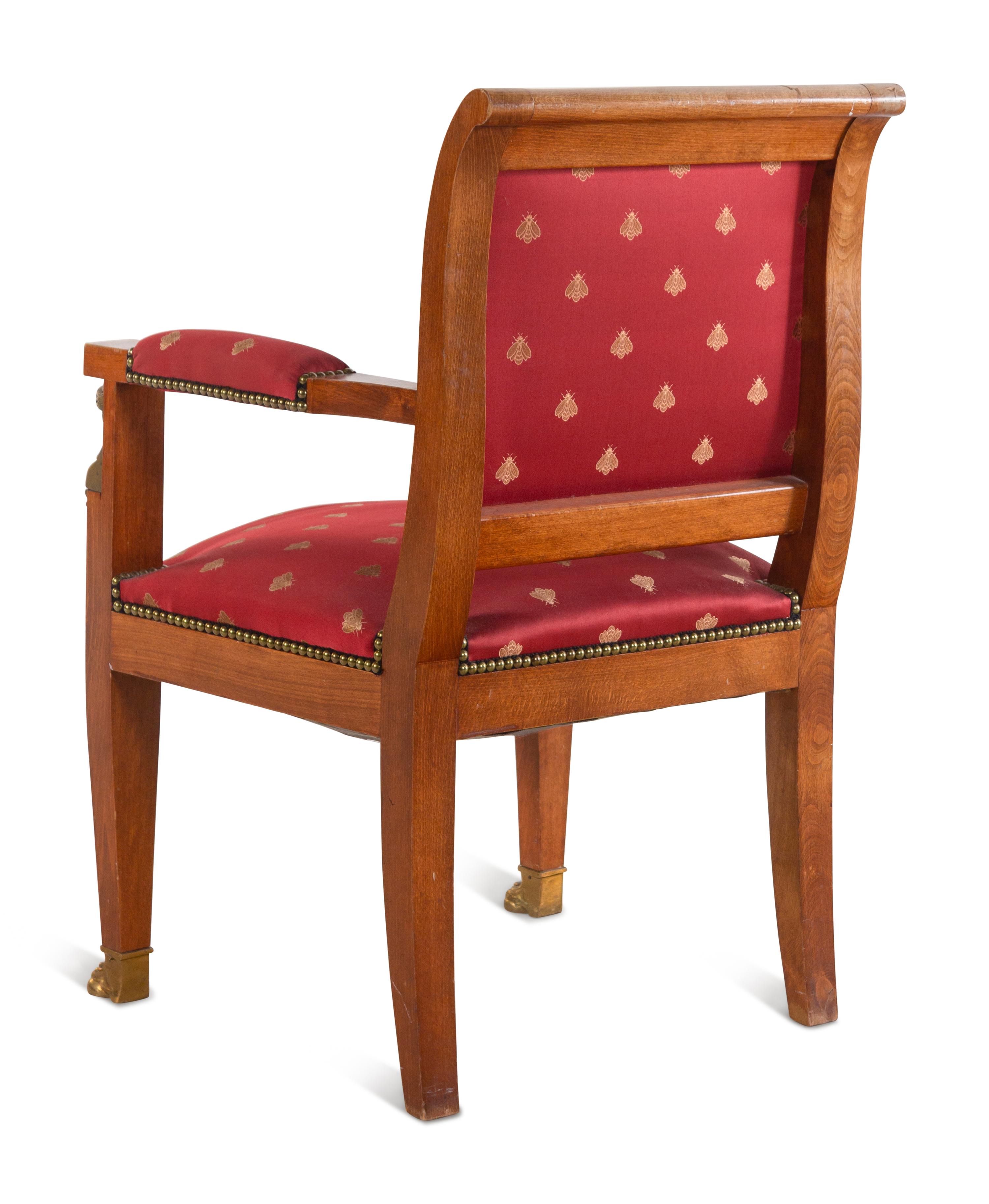 An Empire Style Gilt Bronze Mounted Oak Armchair