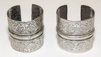 Two Middle Eastern Silver Cuffs Diameter of exterior 2 3/4 inches.