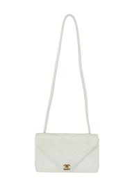 Chanel Chevron Envelope Bag in White Lambskin