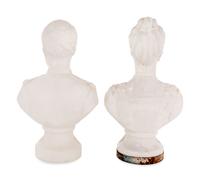A Pair of French Milk Glass Portrait Busts of Czar Nicholas II and Empress Alexandra
