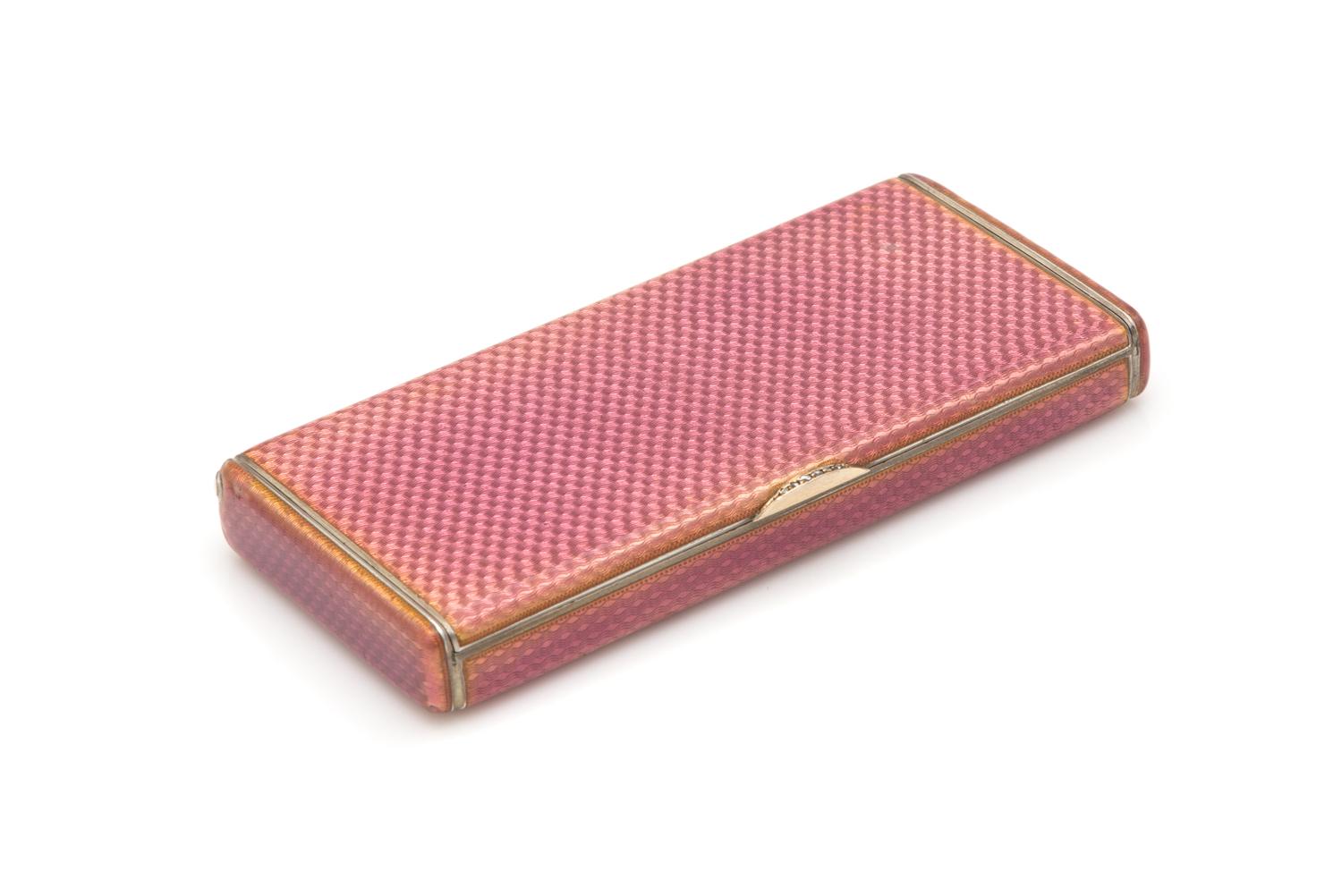 A Russian Silver and Guilloche Enameled Cigarette Case, Maker's Mark Cyrillic I.B., Assay Possibly of Alexandra Romanova, St. Petersbur