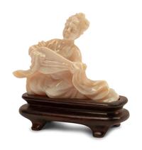A Chinese Carved Opal Figure of a Musical Lady