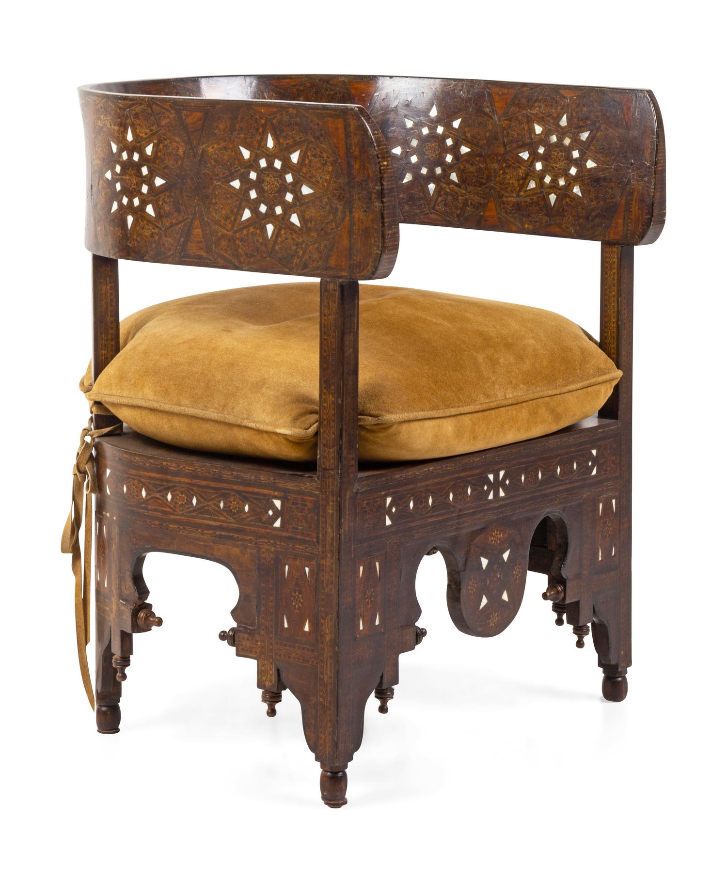 A Syrian Mother-of-Pearl Inlaid Parquetry Armchair