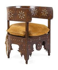 A Syrian Mother-of-Pearl Inlaid Parquetry Armchair