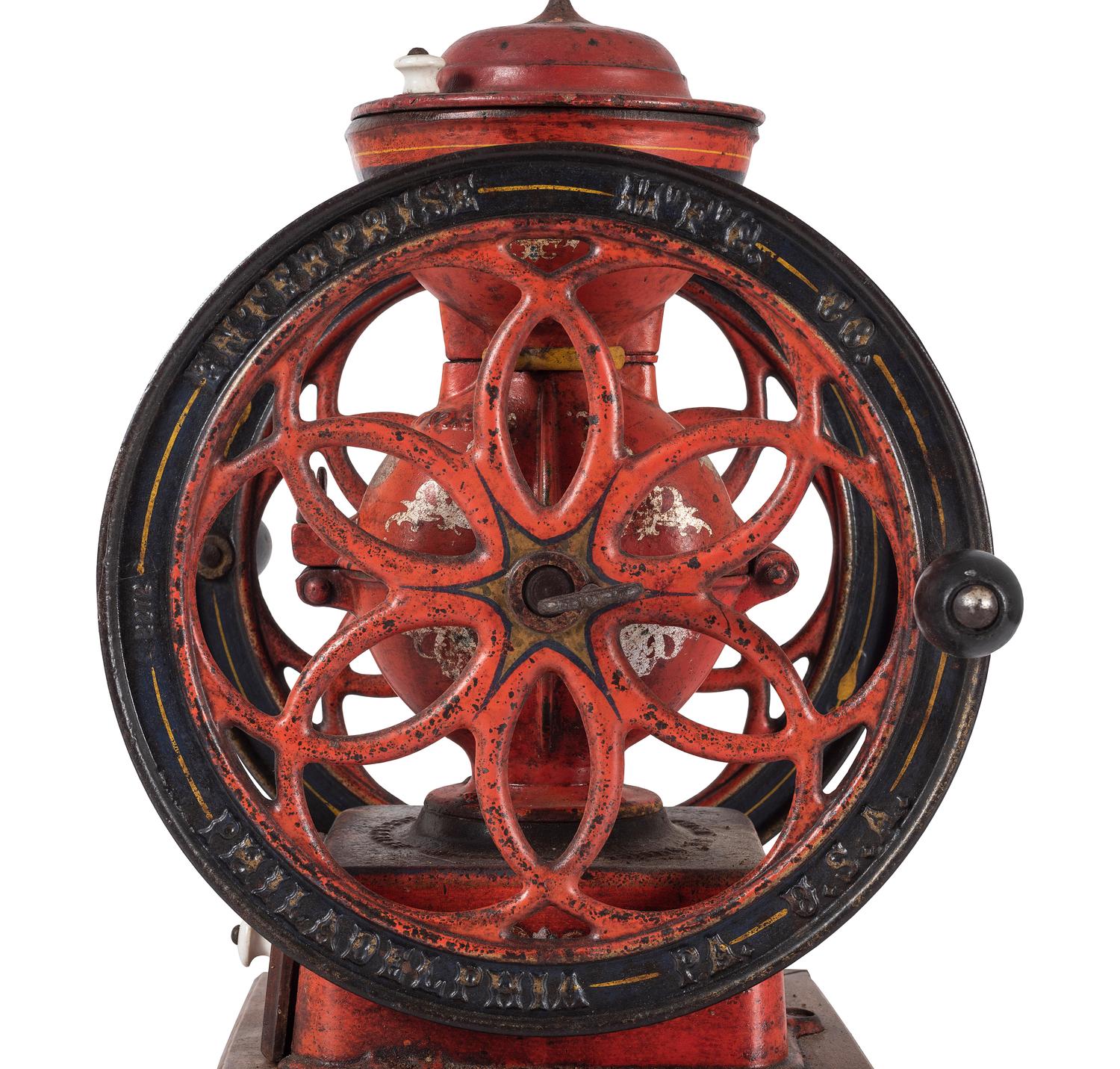 An Enterprise No. 5 Painted Cast Iron Coffee Mill