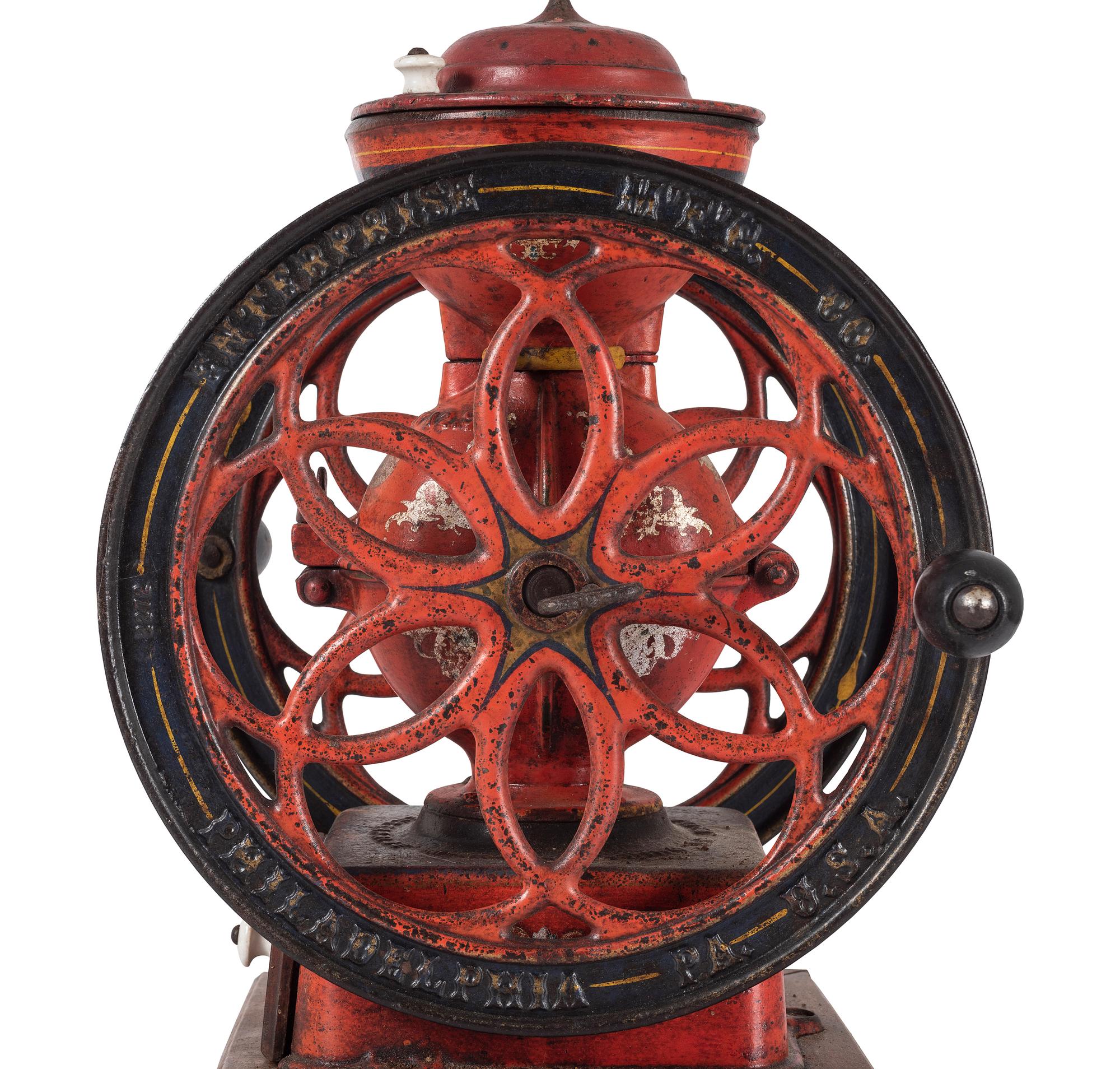 An Enterprise No. 5 Painted Cast Iron Coffee Mill