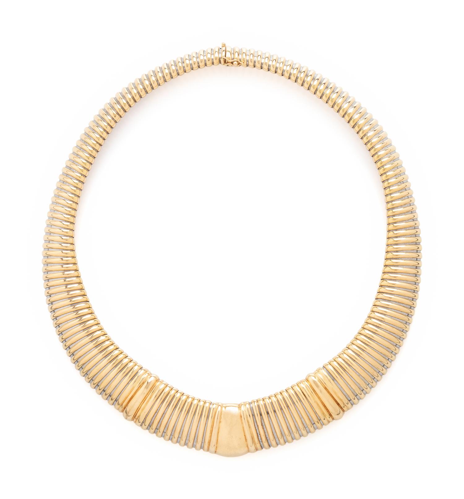 CARTIER, YELLOW GOLD AND STEEL TUBOGAS NECKLACE