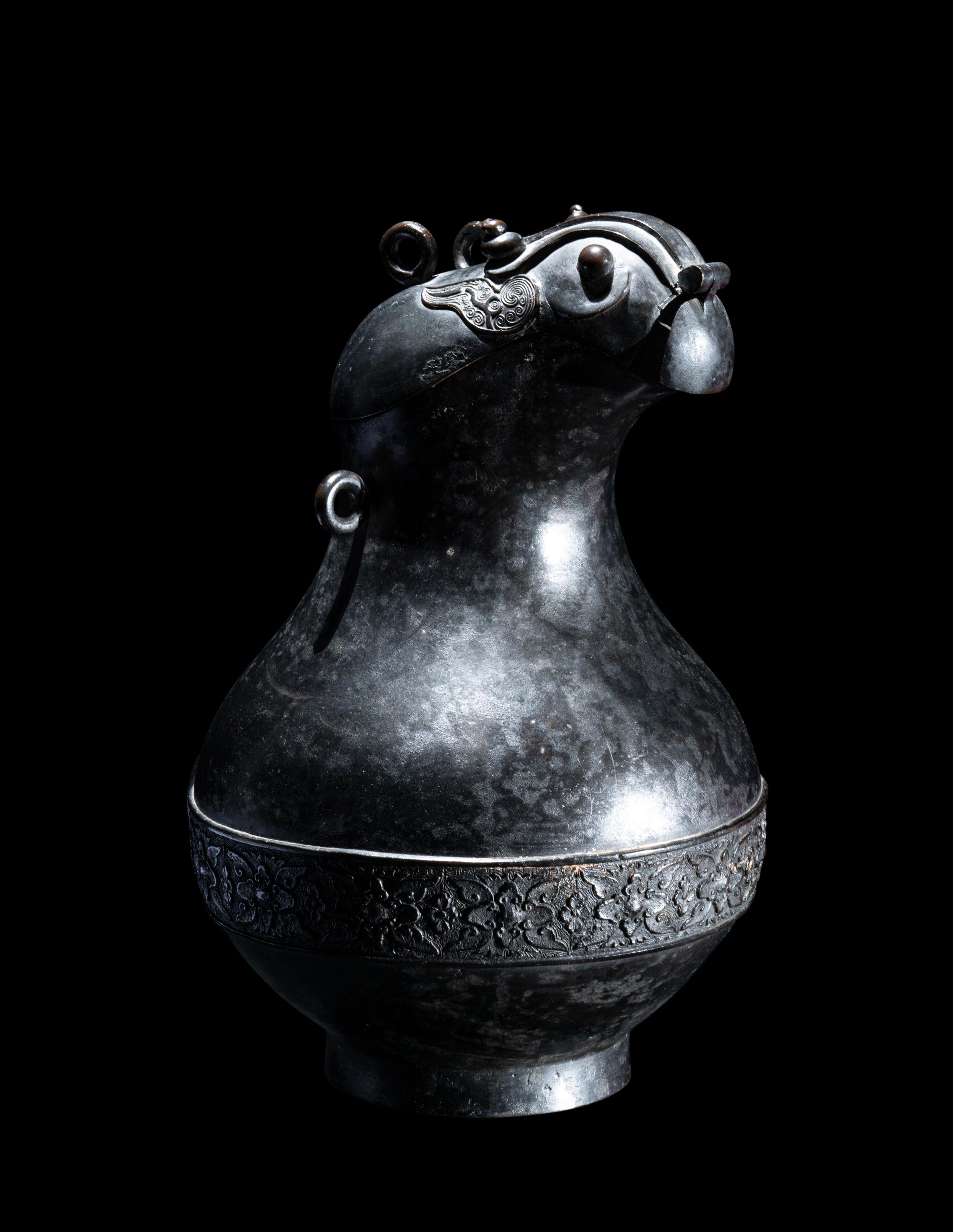 A Chinese Archaistic Bronze Animal-Form Wine Vessel