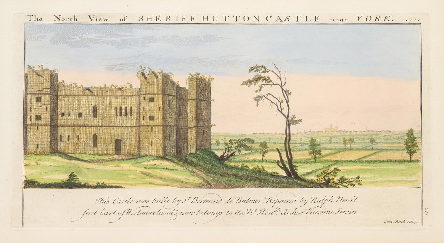 A Set of Eight English Architectural Engravings with Hand-Coloring
