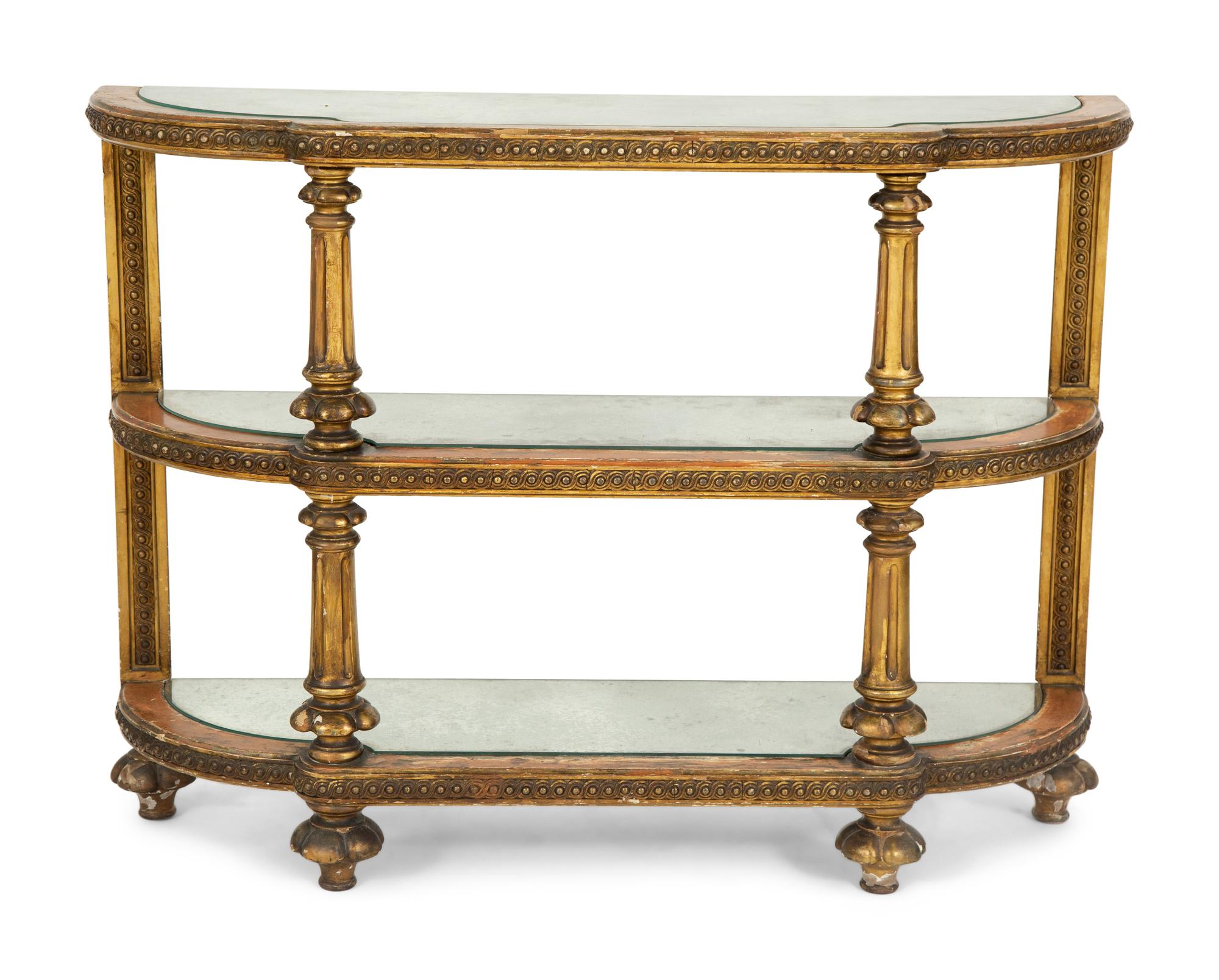 An Italian Carved and Painted Three Tier Etagere Console