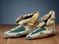 Cheyenne Beaded Buffalo Hide Moccasins
