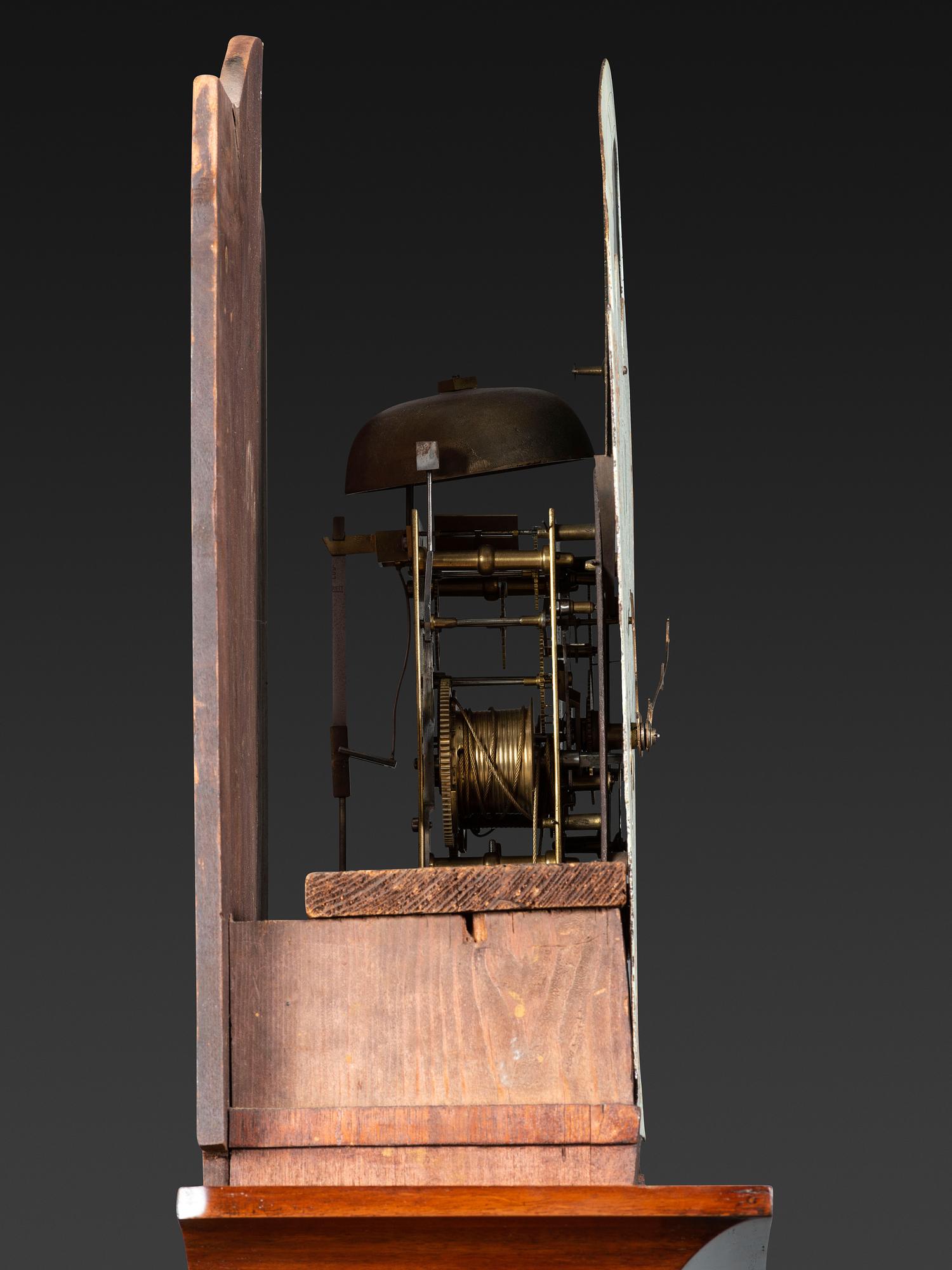 A Rare Federal Inlaid and Pierce-Carved Mahogany Tall Case Clock