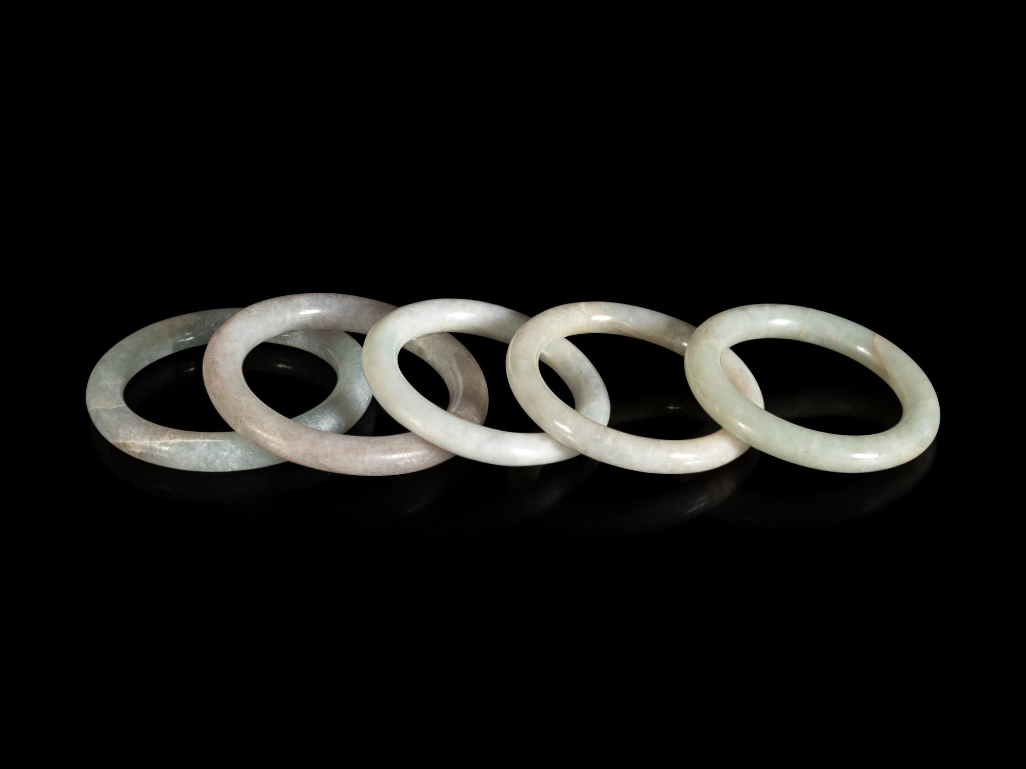 Five Chinese Hardstone Bangles