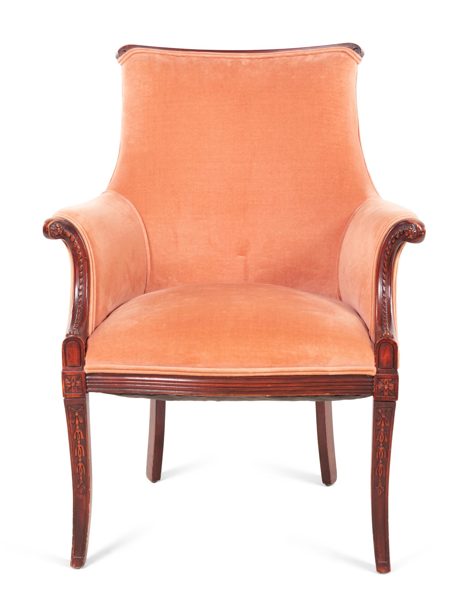 An Italian Velvet Upholstered Armchair