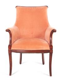 An Italian Velvet Upholstered Armchair