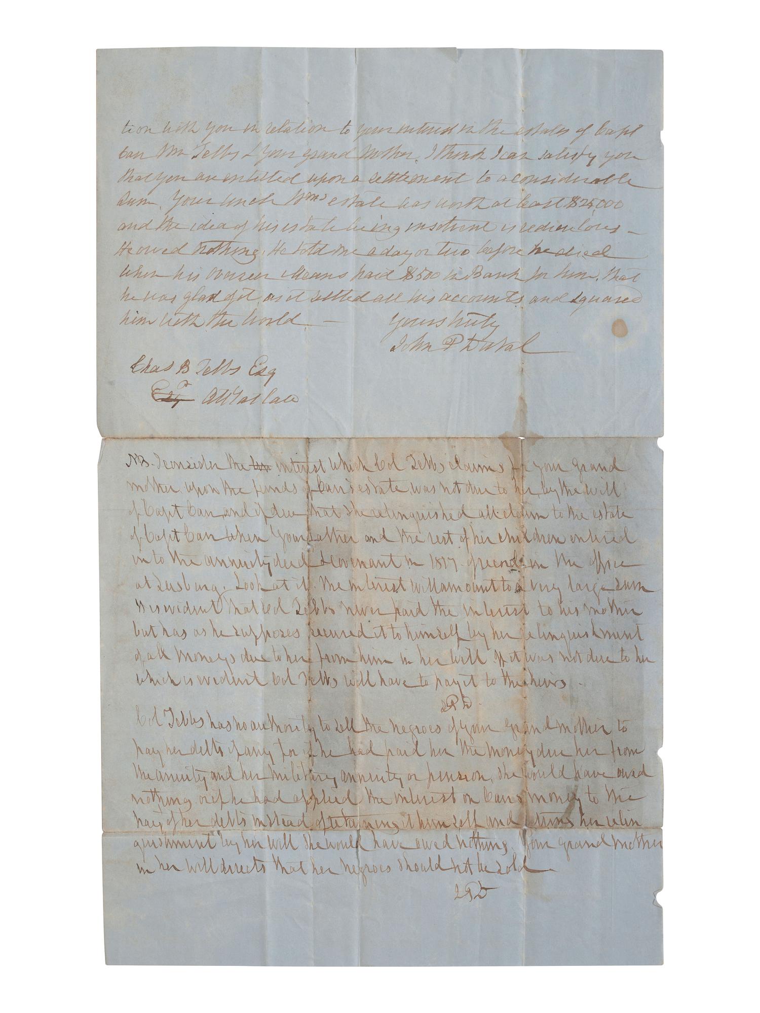 [ENSLAVEMENT & ABOLITION]. A group of 4 documents identified to the Carr and Tebbs families of Virginia, incl. references to the manumission and sale of enslaved persons.