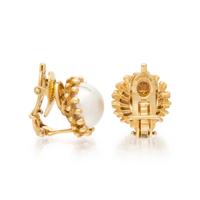TIFFANY & CO., MABÉ PEARL AND YELLOW GOLD EARRINGS