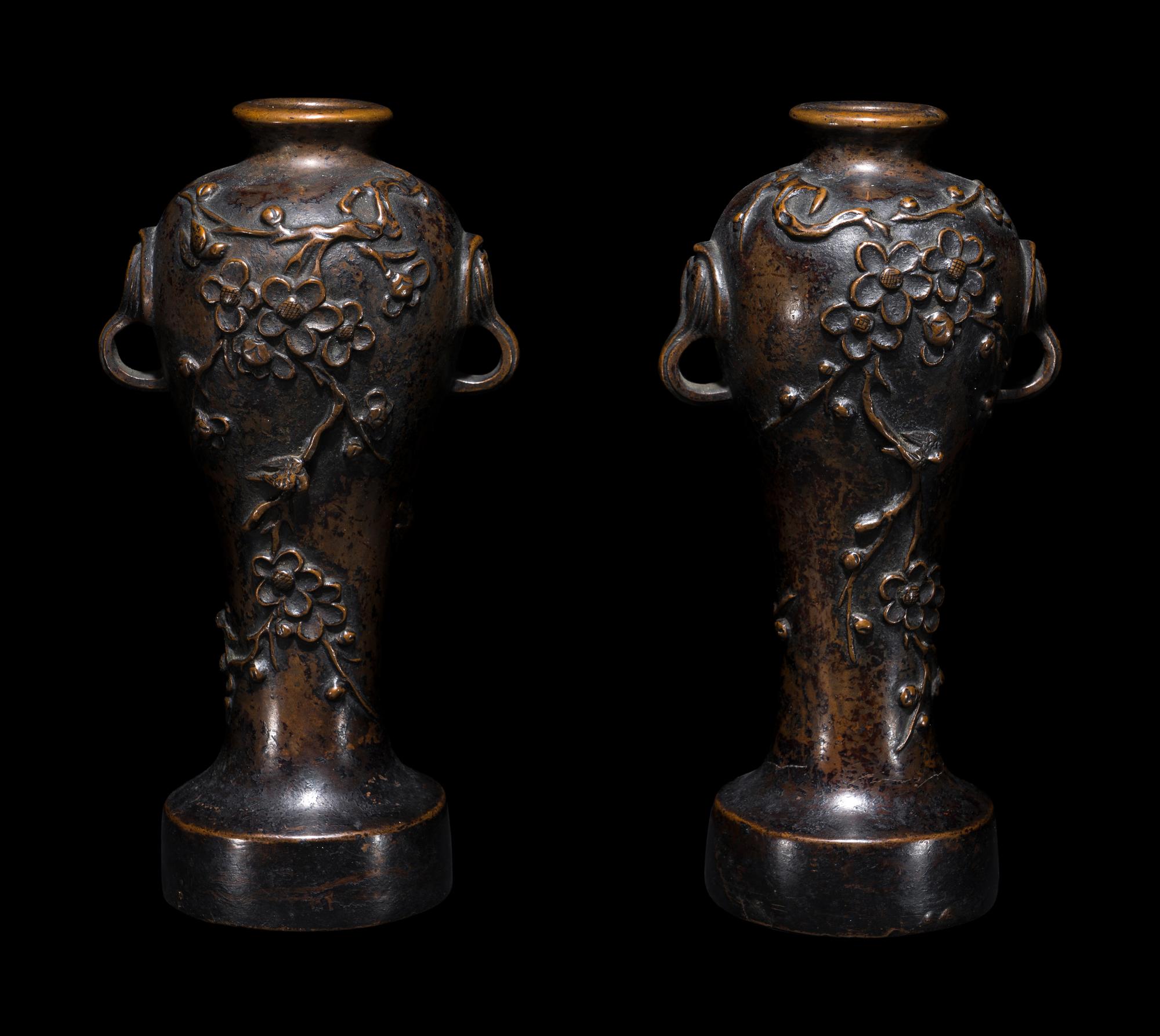A Pair of Chinese Bronze Vases