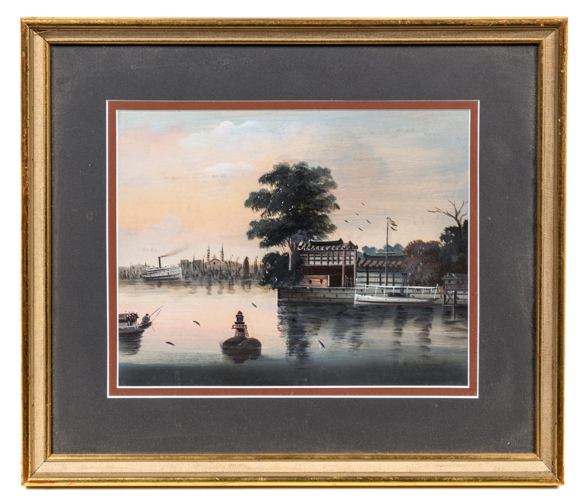 Two Chinese Export Watercolor Paintings on Paper 7 1/2 x 9 1/2 inches (visible). — EARLY 20TH CENTURY