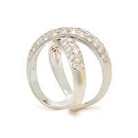 WHITE GOLD AND DIAMOND 'X' RING