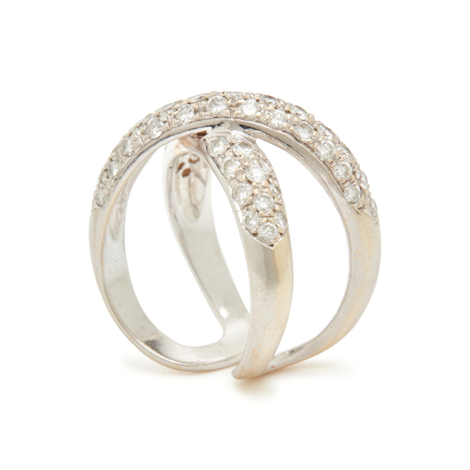 WHITE GOLD AND DIAMOND 'X' RING